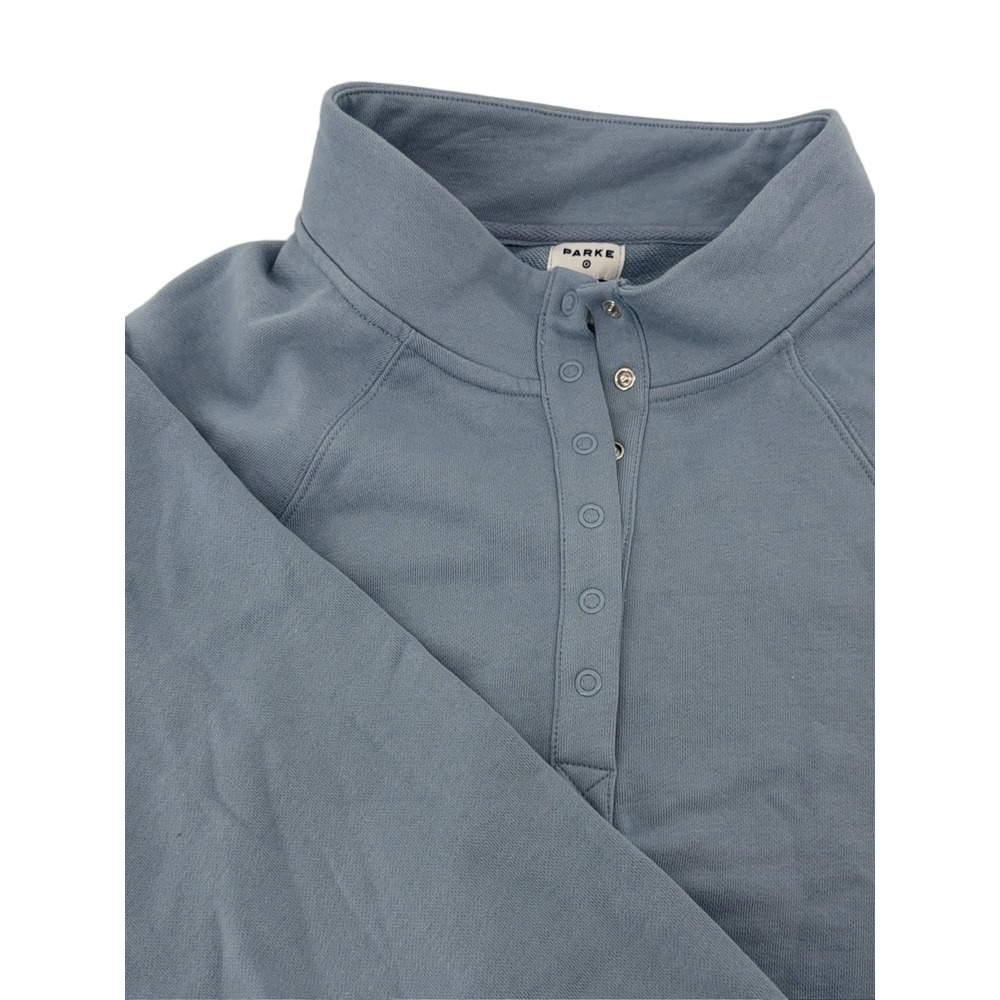 PARKE PCD002M Women's Light Blue Mock Neck Snap Sweatshirt L/XL